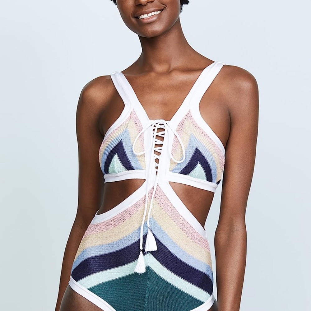 Suboo Paradiso lace front crochet one piece with side cut outs